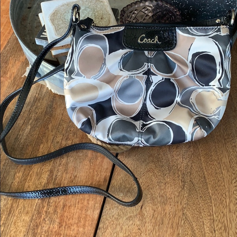 Coach small crossbody in cream, green, and black